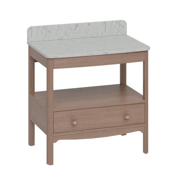 Guild 85 cm dark oak kommod och topp i Carrara-minerva.