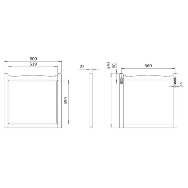 Guild spegel 60x57 cm ritning