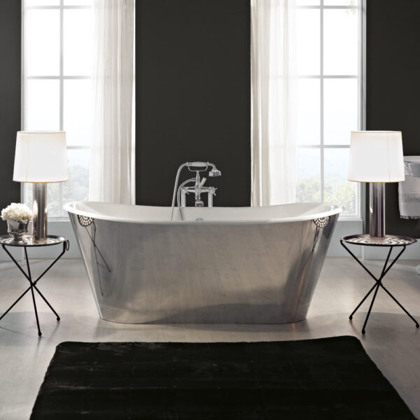 Iris gjutjärnsbadkar 170 cm i polerat rostfritt stål