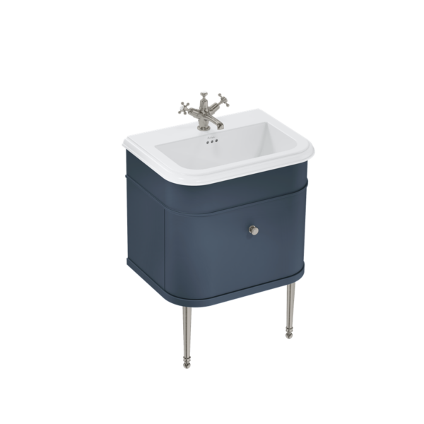 Chalfont 65 cm blå kommod och borstat nickel detaljer