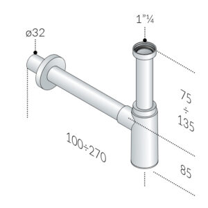 Vattenlås design, krom