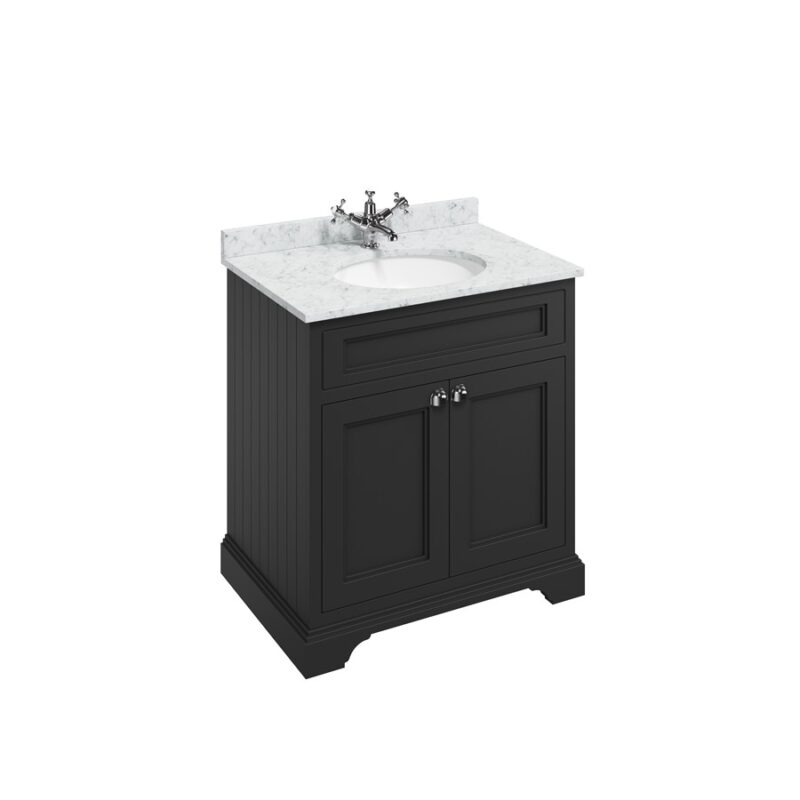 Burlington 75 cm kommod svart med carrara-minerva